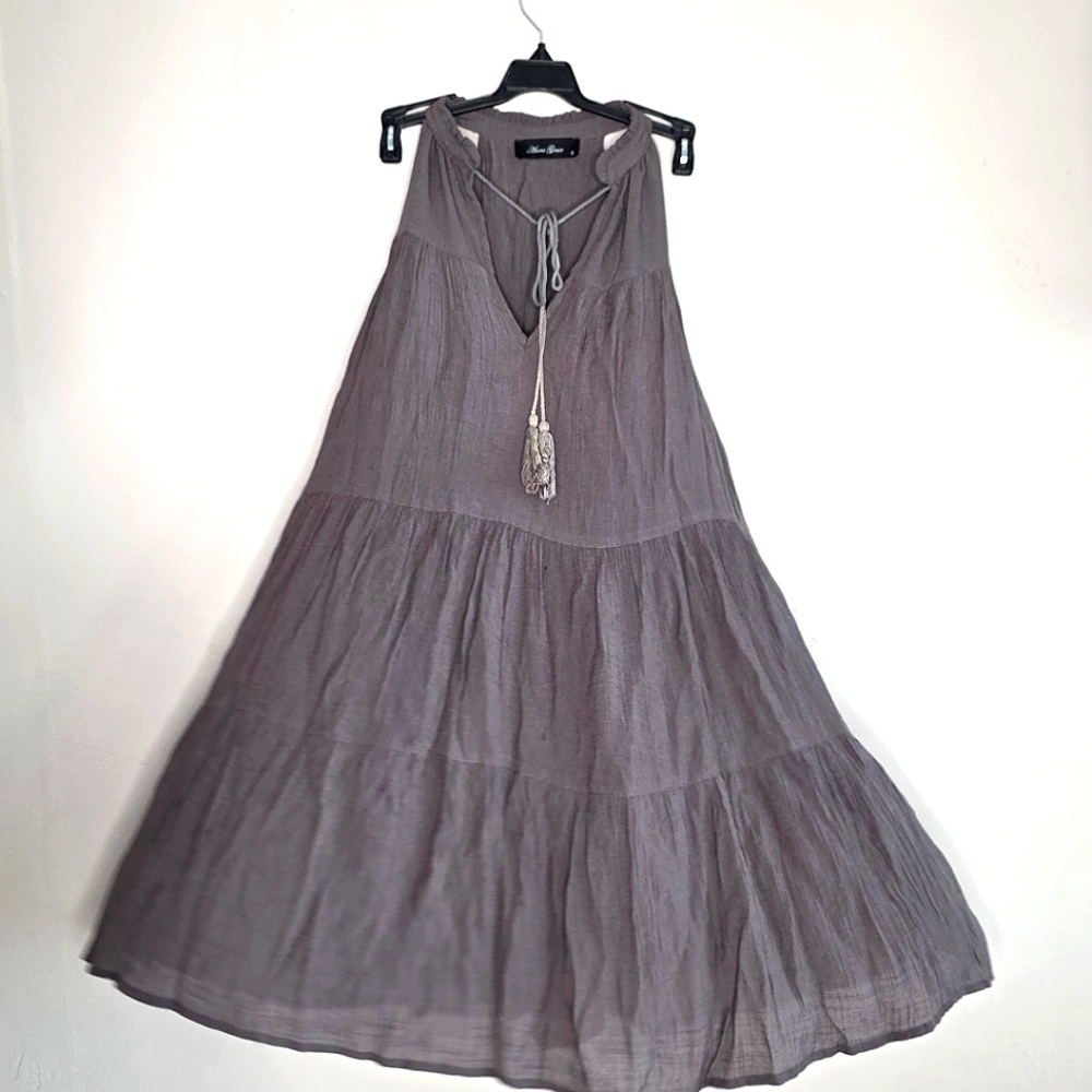 49) ANNA GRACE Elegant Flowing Sleeveless Maxi Dressing Sz. Small